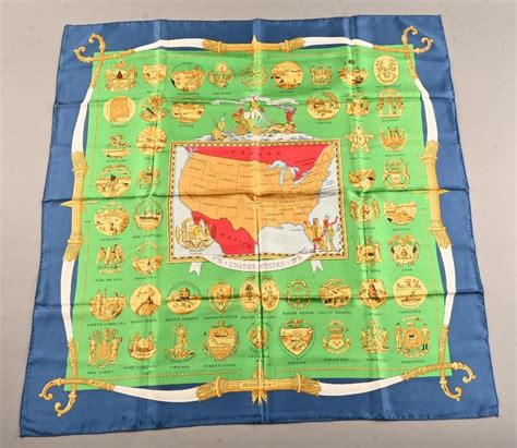 RARE Hermes Scarf Foulard 90 Carre Arms of the United States .